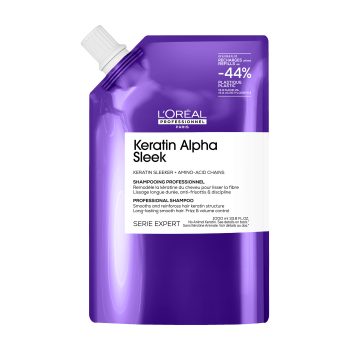 L'Oréal Professionnel Keratin Alpha Sleek Refill Σαμπουάν Αναδόμησης/Θρέψης & Όγκου για Φριζαρισμένα Μαλλιά 1000ml